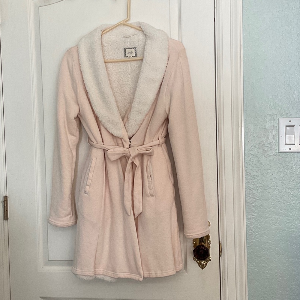Lemon Soft Pink Teddy Robe with Belt